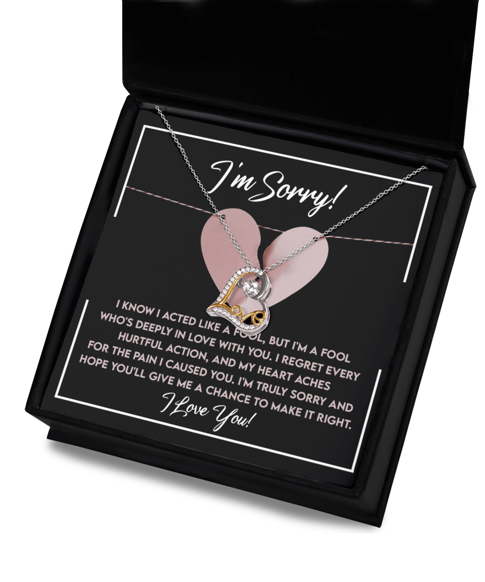 Apology Gift for Girlfriend, Wife, Soulmate - Sorry, Deeply In Love - Love Dancing Heart Pendant Necklace - Mallard Moon Gift Shop