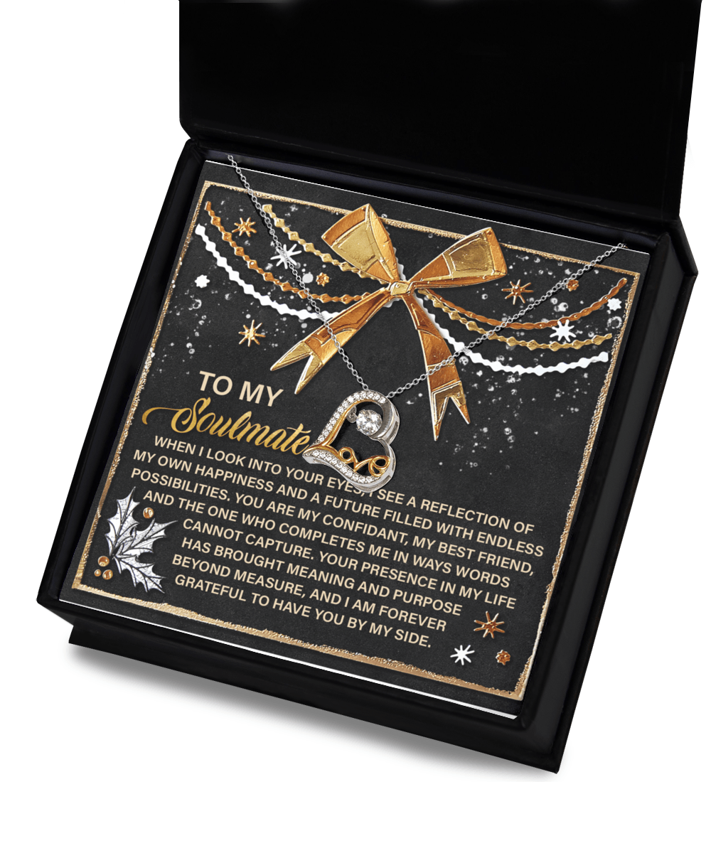 To My Soulmate Forever Grateful By My Side Christmas Anniversary Heart Pendant Necklace for Wife Girlfriend Jewelry - Mallard Moon Gift Shop