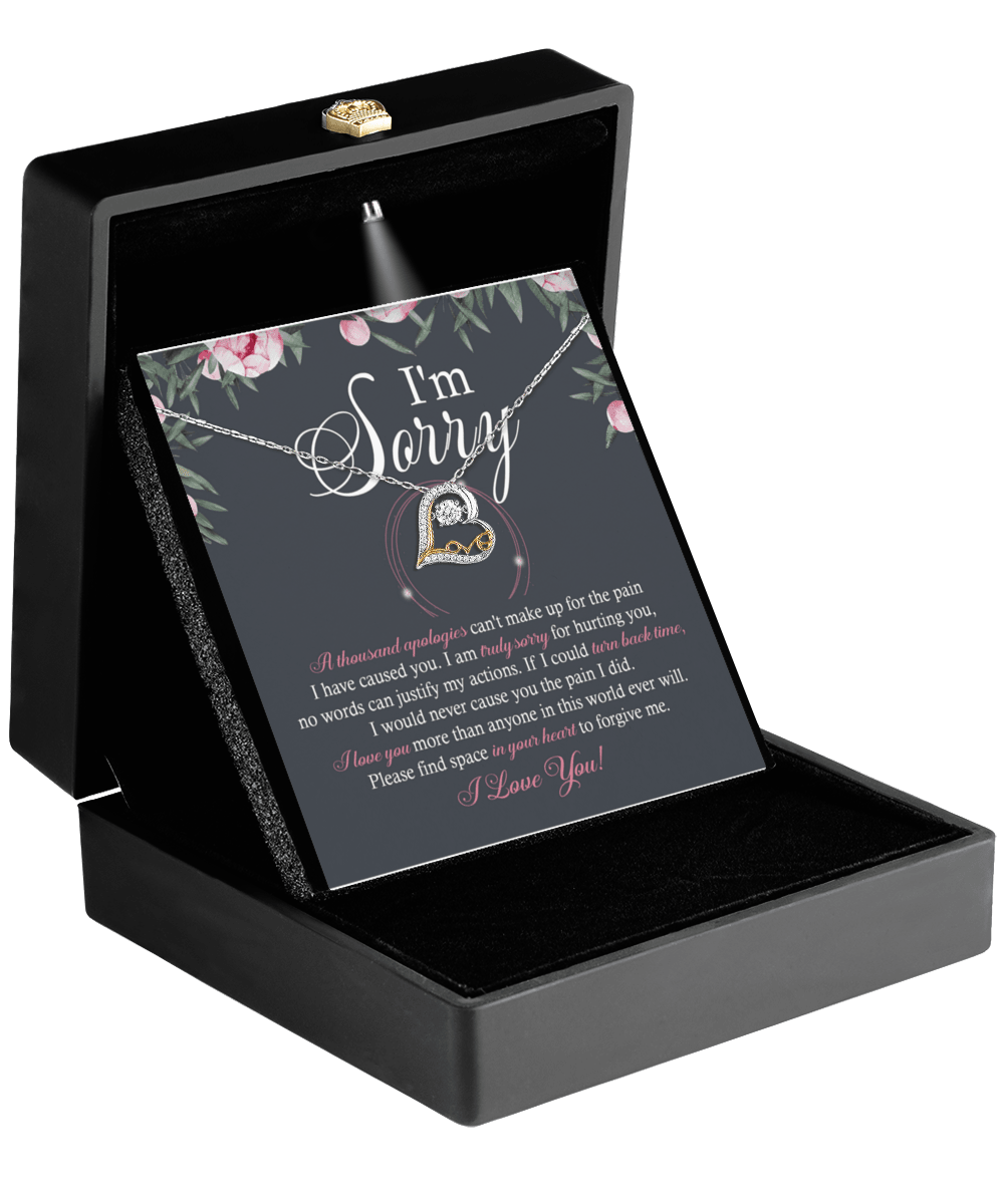 Apology Gift for Girlfriend, Wife, Soulmate - Sorry, World Ever Will - Love Dancing Heart Pendant Necklace - Mallard Moon Gift Shop