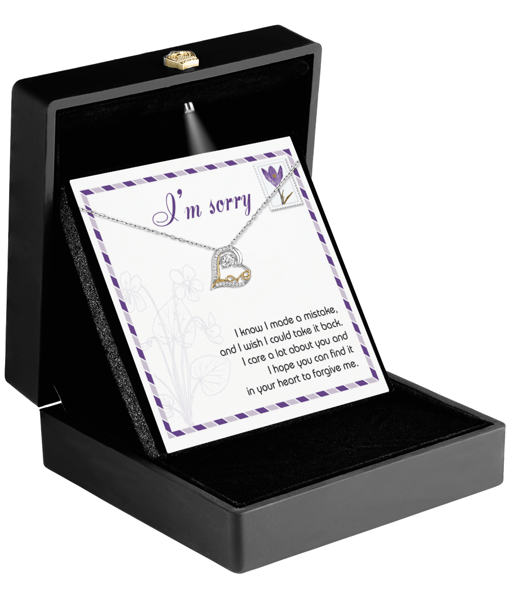 Gift for Girlfriend, Wife - Sorry, Take It Back - Love Heart Pendant Necklace - Mallard Moon Gift Shop