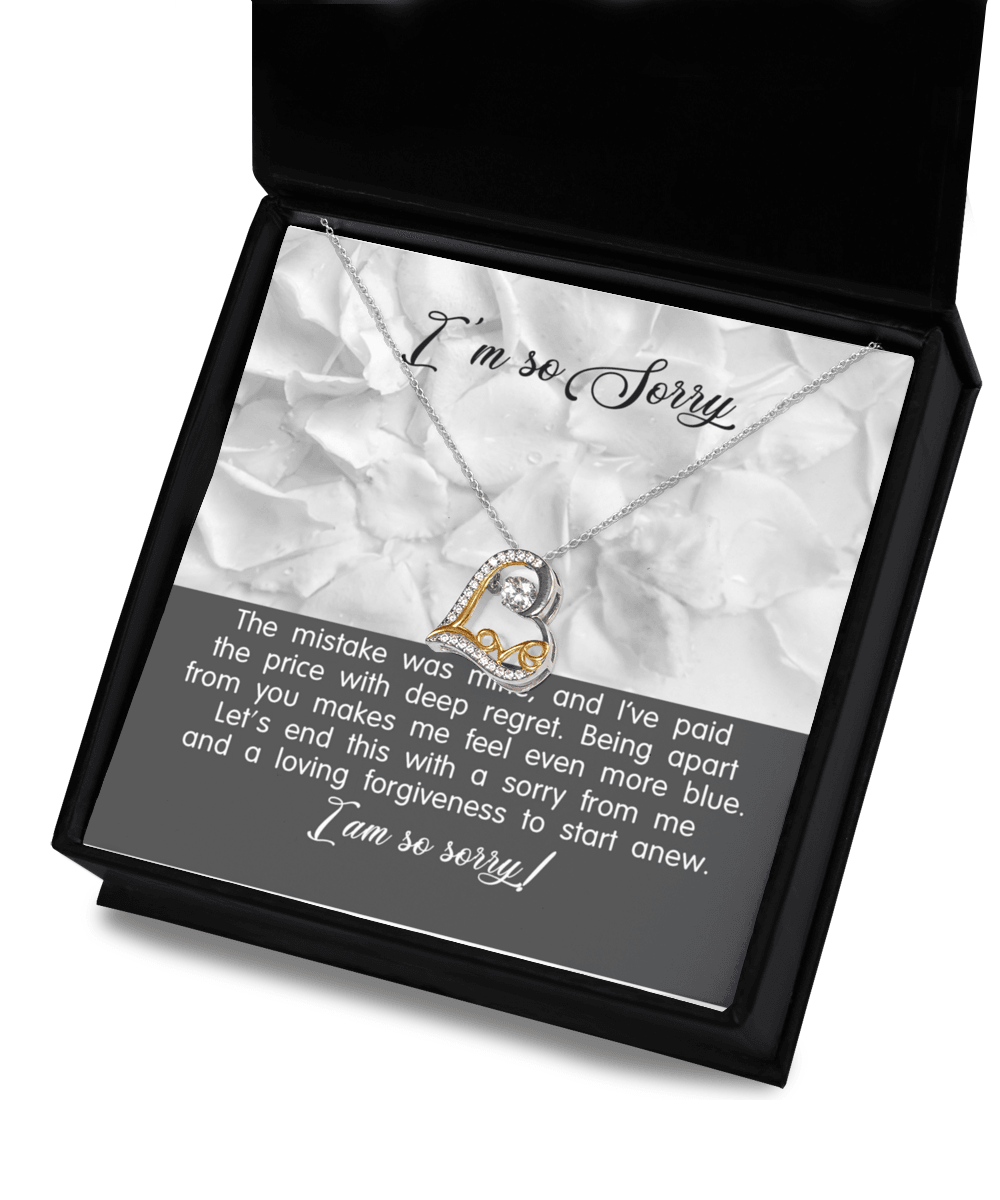 Apology Gift for Girlfriend, Wife, Soulmate - Sorry, With Deep Regret - Love Dancing Heart Pendant Necklace - Mallard Moon Gift Shop