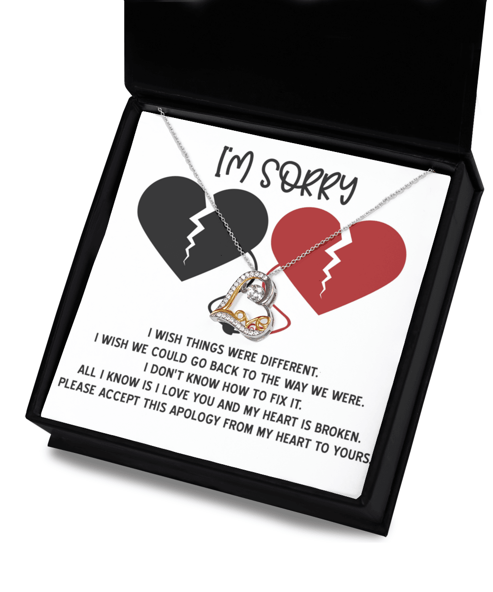 Apology Gift for Girlfriend, Wife, Soulmate - Sorry, Heart Is Broken - Love Dancing Heart Pendant Necklace - Mallard Moon Gift Shop