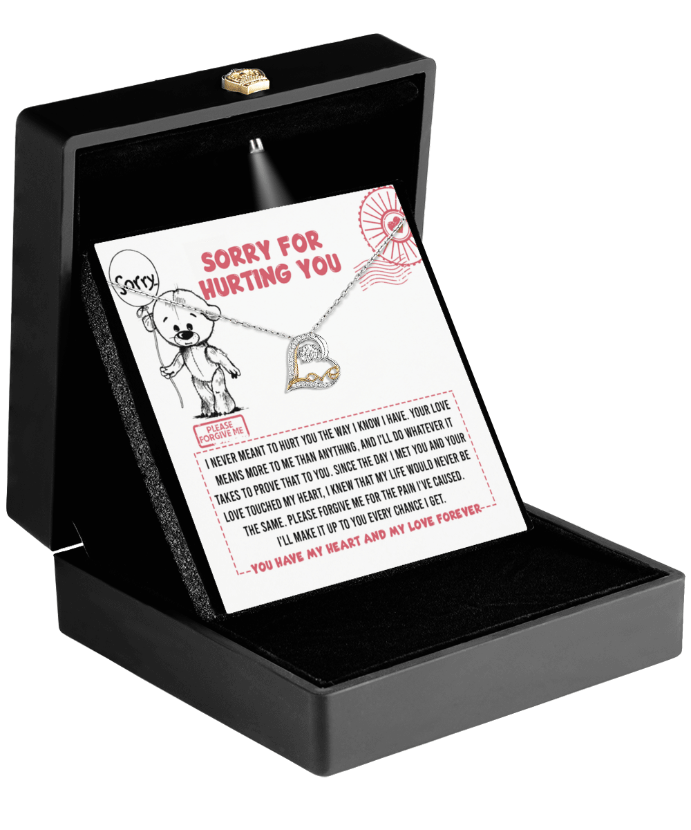 Apology Gift for Girlfriend, Wife, Soulmate - Sorry, Every Chance - Love Dancing Heart Pendant Necklace - Mallard Moon Gift Shop