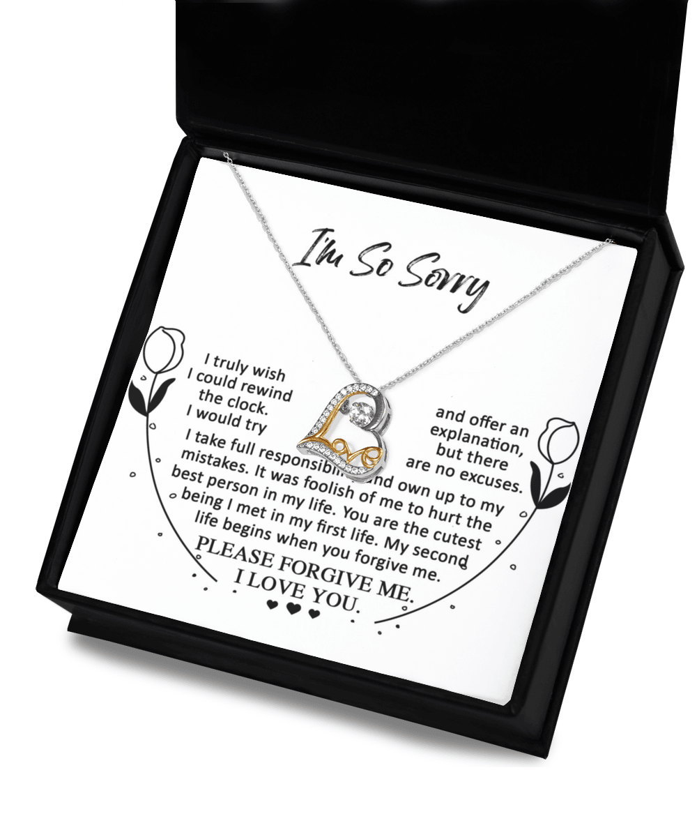 Apology Gift for Girlfriend, Wife, Soulmate - Sorry, My First Life - Love Dancing Heart Pendant Necklace - Mallard Moon Gift Shop
