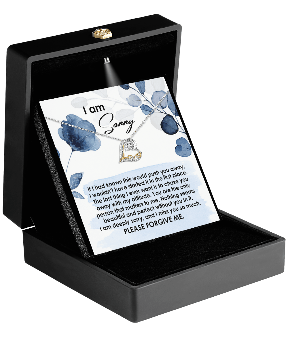 Apology Gift for Girlfriend, Wife, Soulmate - Sorry, Push You Away - Love Dancing Heart Pendant Necklace - Mallard Moon Gift Shop