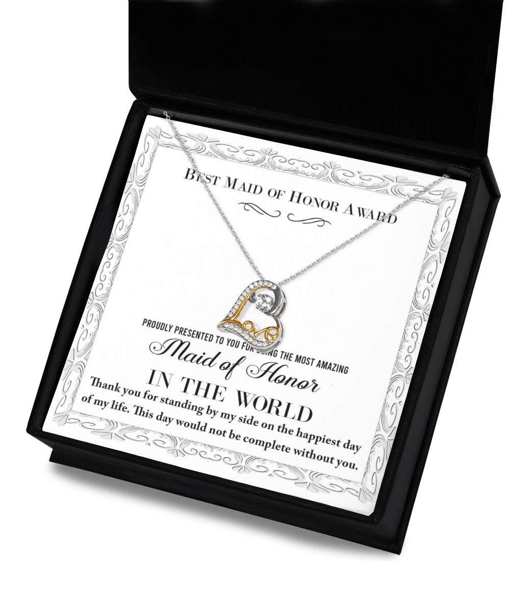 Maid of Honor Wedding Day Gift -Thank You Happiest Day Of My Life - Love Dancing Love Pendant Necklace - Mallard Moon Gift Shop