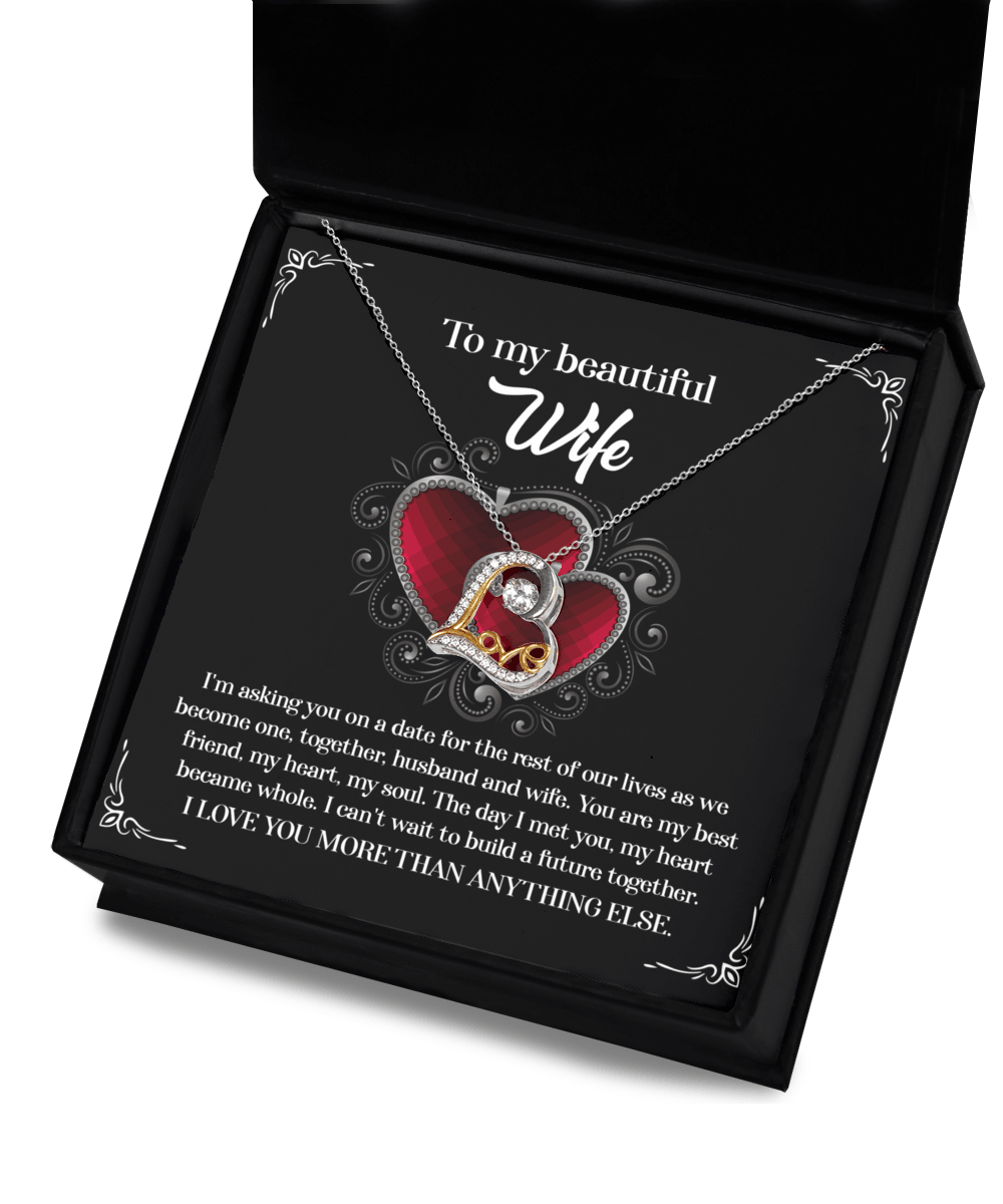 Wife Wedding Day We Become One Together Love Dancing Heart Pendant Necklace Gift for Bride from Groom - Mallard Moon Gift Shop