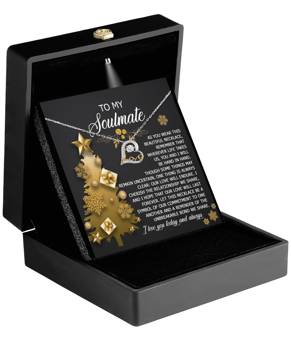 To My Soulmate Our Love Will Last Forever Romantic Christmas Anniversary Heart Pendant Necklace for Wife Girlfriend Jewelry - Mallard Moon Gift Shop