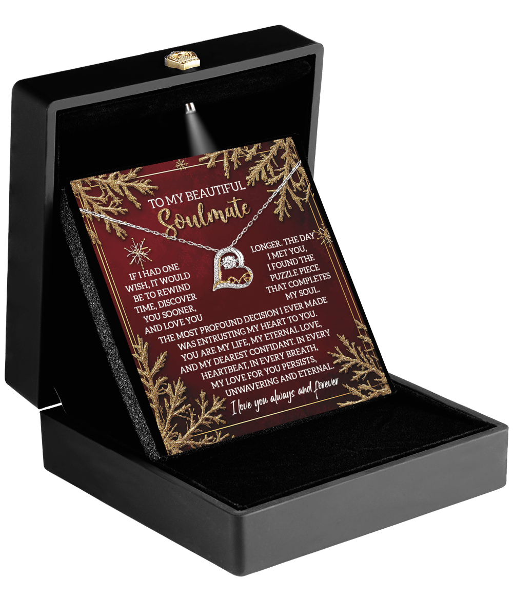To My Beautiful Soulmate - Rewind Time Love You Longer Christmas Anniversary Heart Pendant Necklace for Wife Girlfriend Jewelry - Mallard Moon Gift Shop