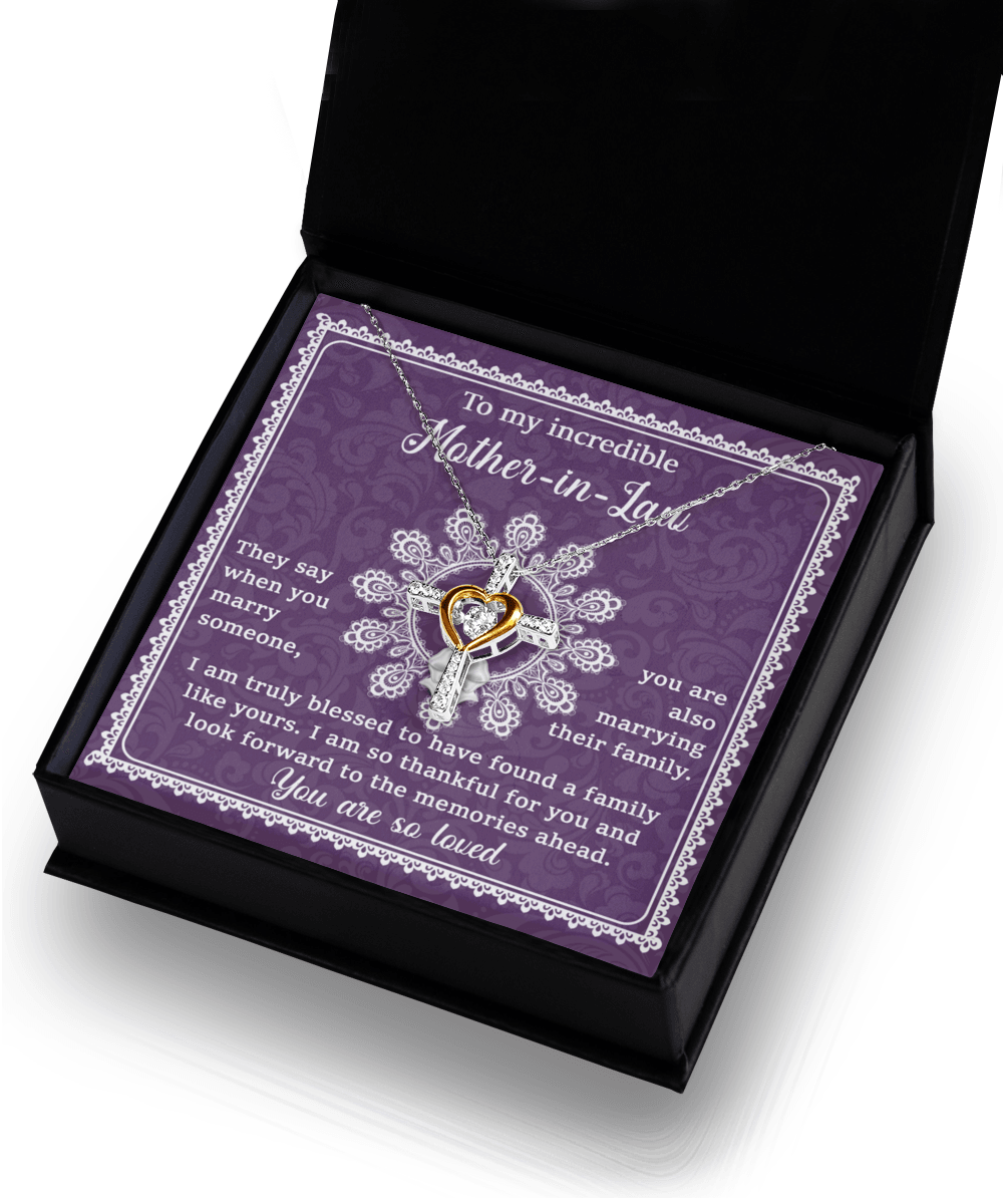Mother-in-Law Gift I am Truly Blessed for the Memories Ahead Cross Pendant Necklace - Mallard Moon Gift Shop