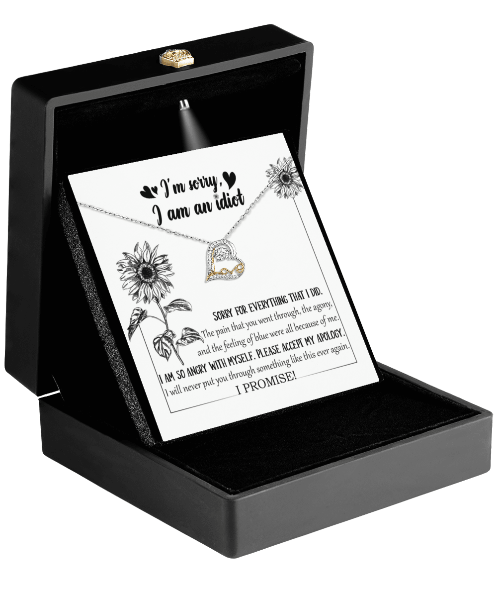 Apology Gift for Girlfriend, Wife, Soulmate - Sorry, Feeling Blue - Love Dancing Heart Pendant Necklace - Mallard Moon Gift Shop