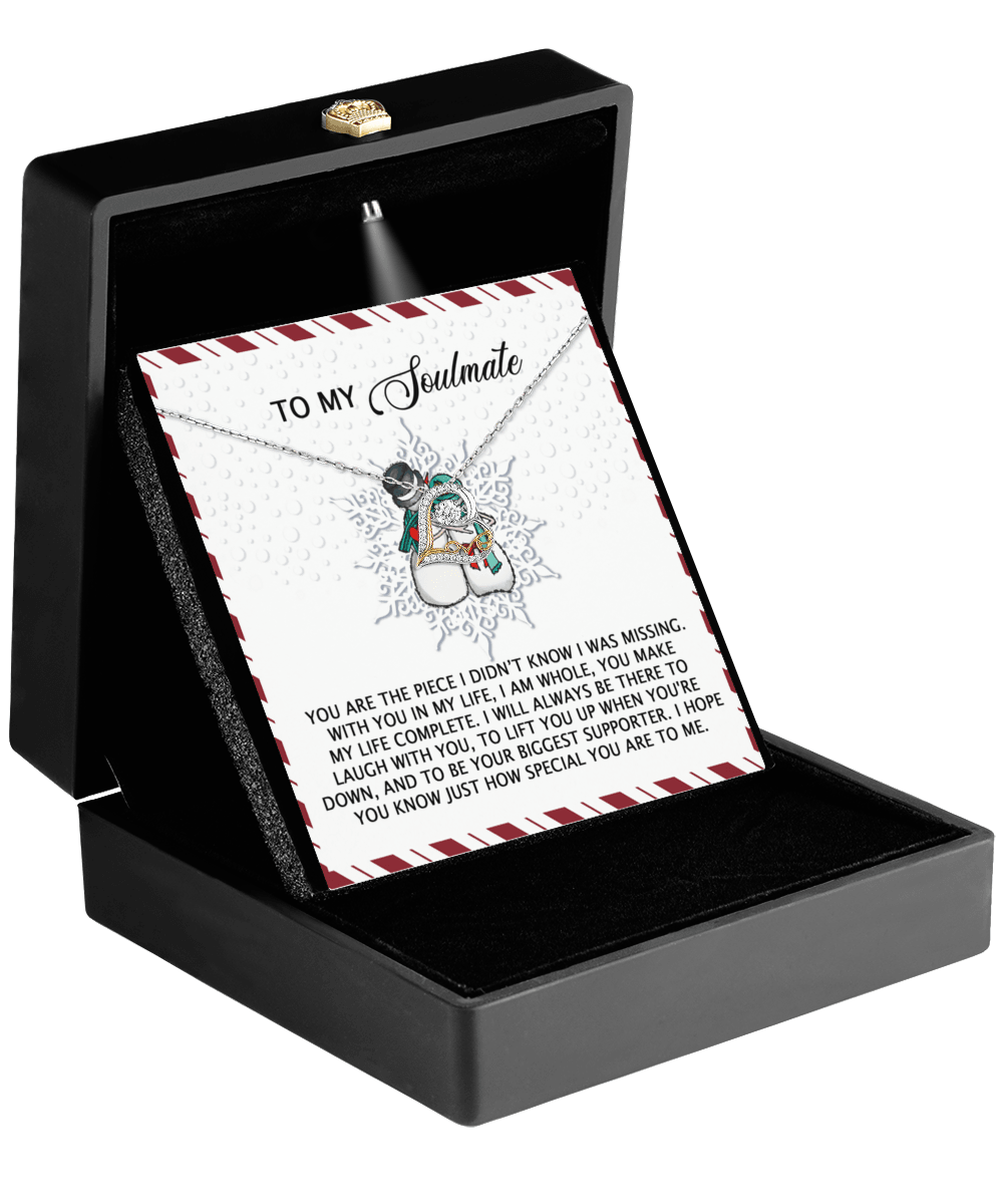 To My Soulmate You Are the Missing Piece Christmas Anniversary Heart Pendant Necklace for Wife Girlfriend Jewelry - Mallard Moon Gift Shop