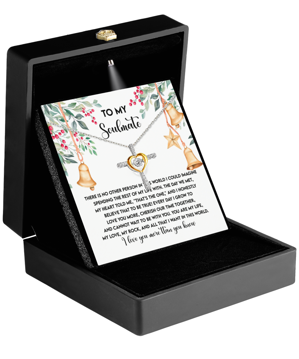 To My Soulmate You Are My Life, My Rock, My Love Dancing Cross Pendant Necklace - Mallard Moon Gift Shop
