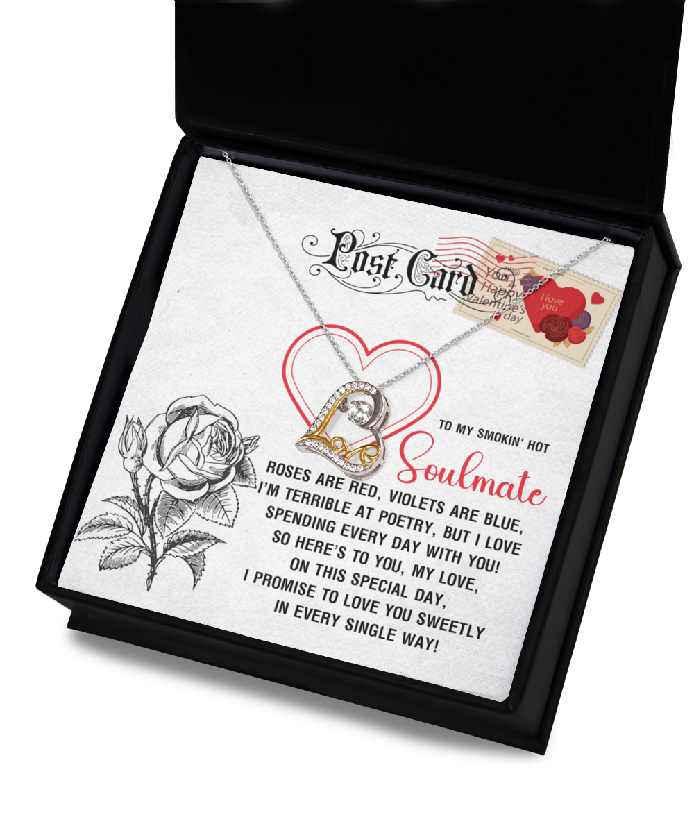 To My Smokin’ Hot Soulmate - Love Dancing Heart Necklace – A Playful and Romantic Valentine’s Day Gift - Mallard Moon Gift Shop