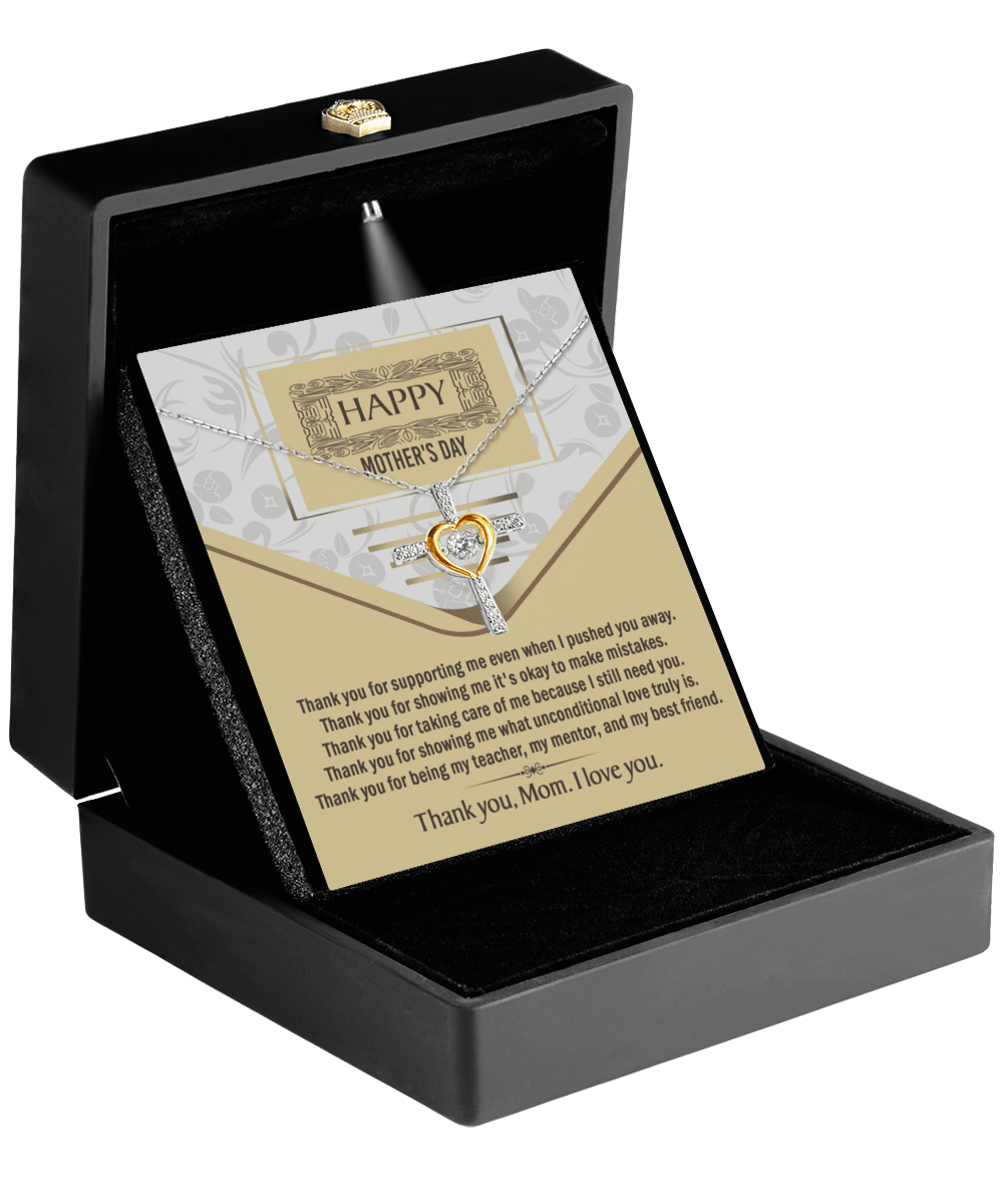 Happy Mother's Day Unconditional Love Cross Pendant Necklace Gift for Mom - Mallard Moon Gift Shop