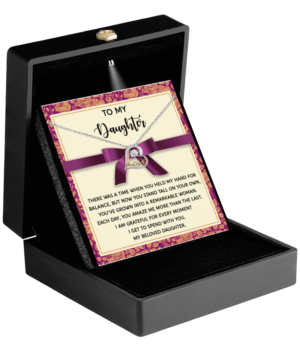 Daughter Birthday, Graduation, Christmas Gift - Moment I Spend With You - Love Dancing Heart Pendant Necklace - Mallard Moon Gift Shop