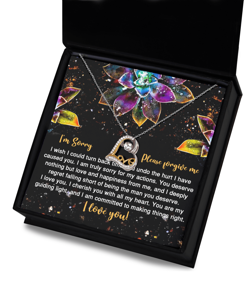 Apology Gift for Girlfriend, Wife, Soulmate - Sorry, All My Heart - Love Dancing Heart Pendant Necklace - Mallard Moon Gift Shop