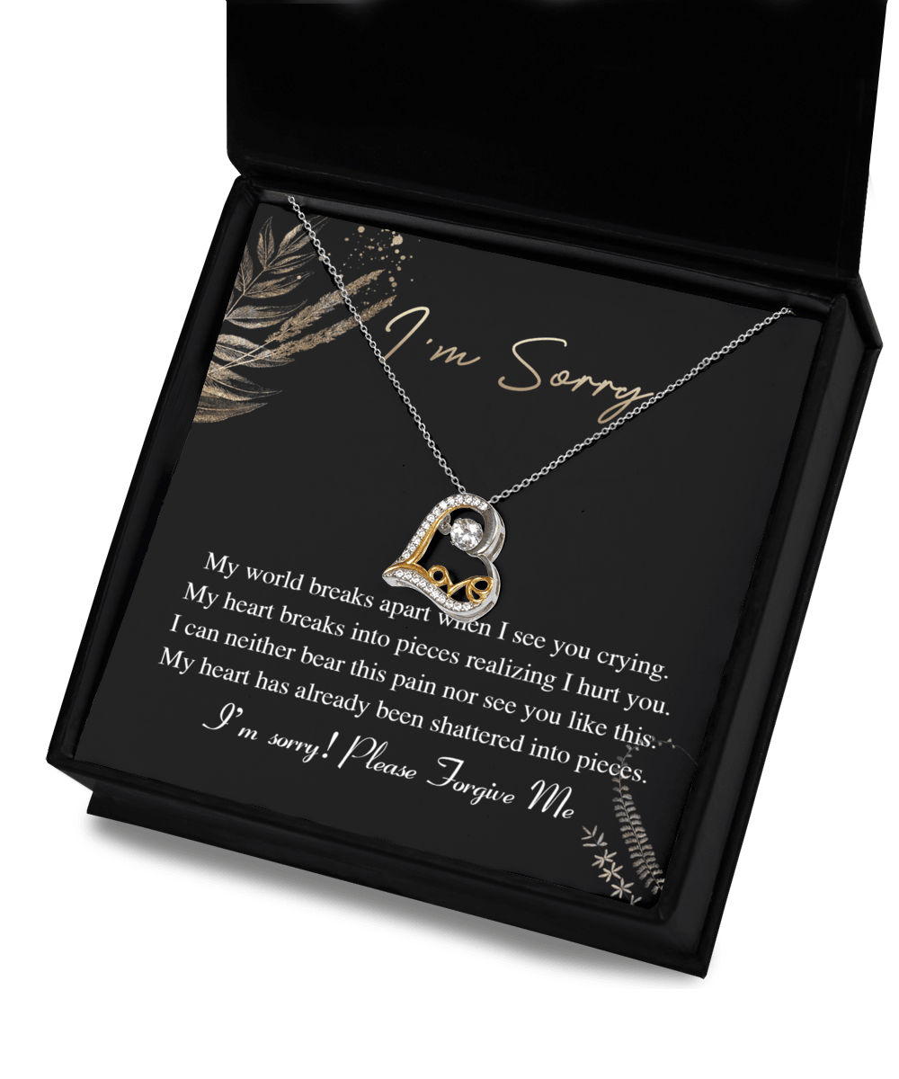 Apology Gift for Girlfriend, Wife, Soulmate - Sorry, See You Crying - Love Dancing Heart Pendant Necklace - Mallard Moon Gift Shop
