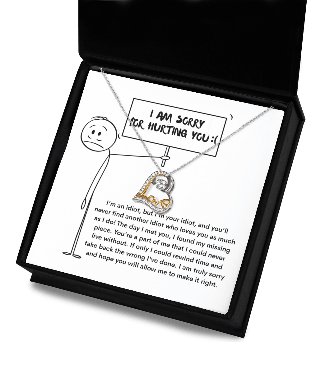 Apology Gift for Girlfriend, Wife, Soulmate - Sorry, Missing Piece - Love Dancing Heart Pendant Necklace - Mallard Moon Gift Shop