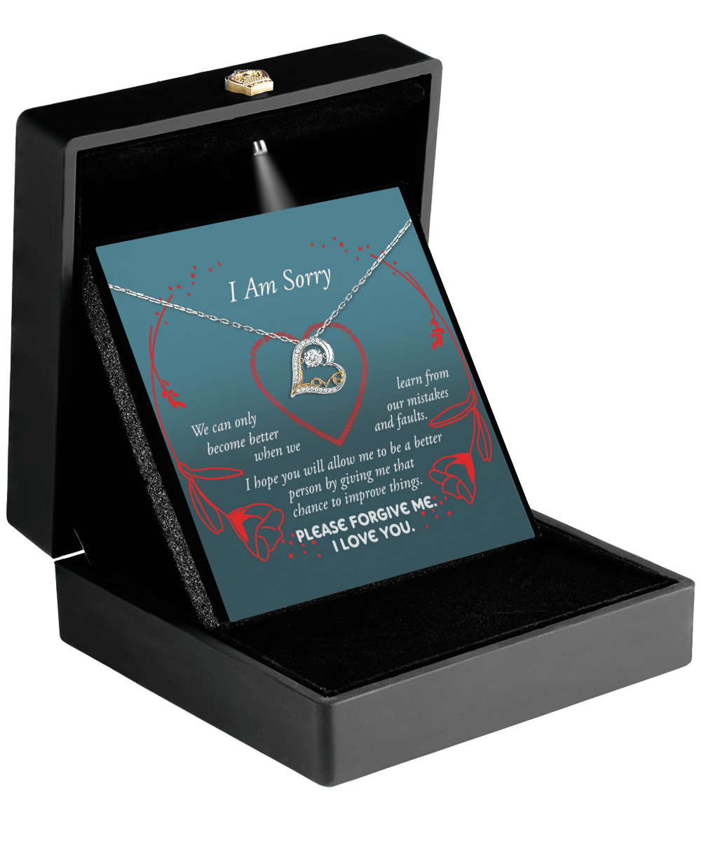 Apology Gift for Girlfriend, Wife, Soulmate - Sorry, Mistakes And Faults - Love Dancing Heart Pendant Necklace - Mallard Moon Gift Shop