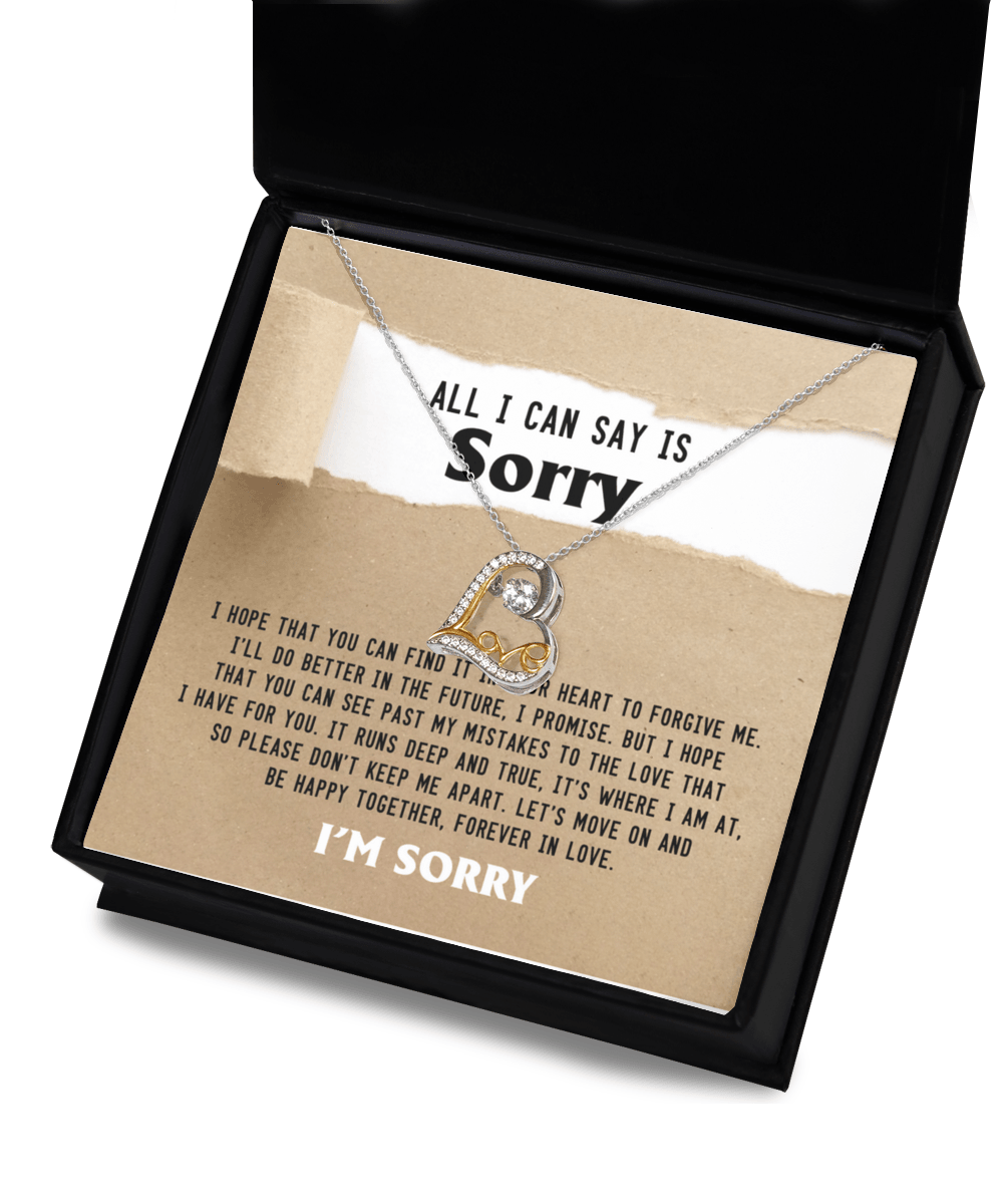Apology Gift for Girlfriend, Wife, Soulmate - Sorry, Don't Keep Me Apart - Love Dancing Heart Pendant Necklace - Mallard Moon Gift Shop
