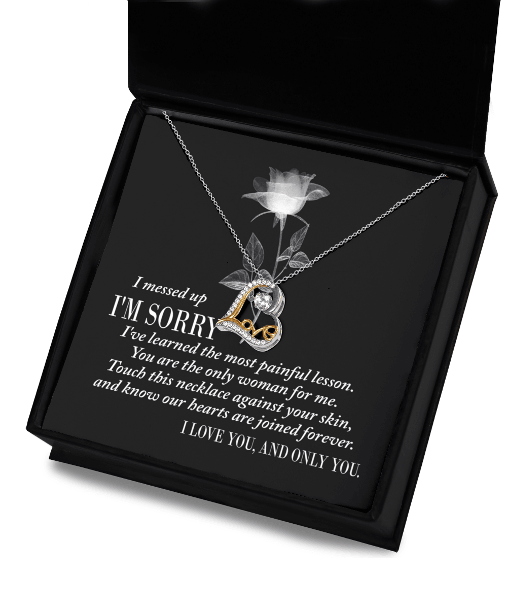 Apology Gift for Girlfriend, Wife, Soulmate - Sorry, Painful Lesson - Love Dancing Heart Pendant Necklace - Mallard Moon Gift Shop