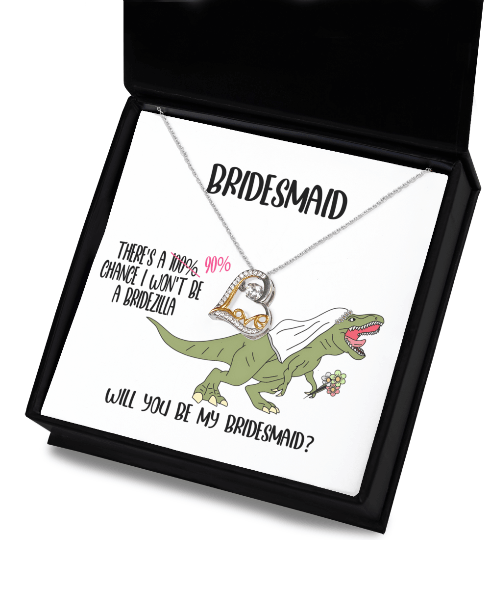 Bridesmaid Wedding Party Proposal Invitation Love Heart Necklace Gift from Bridezilla, Bridesmaid Gifts - Mallard Moon Gift Shop