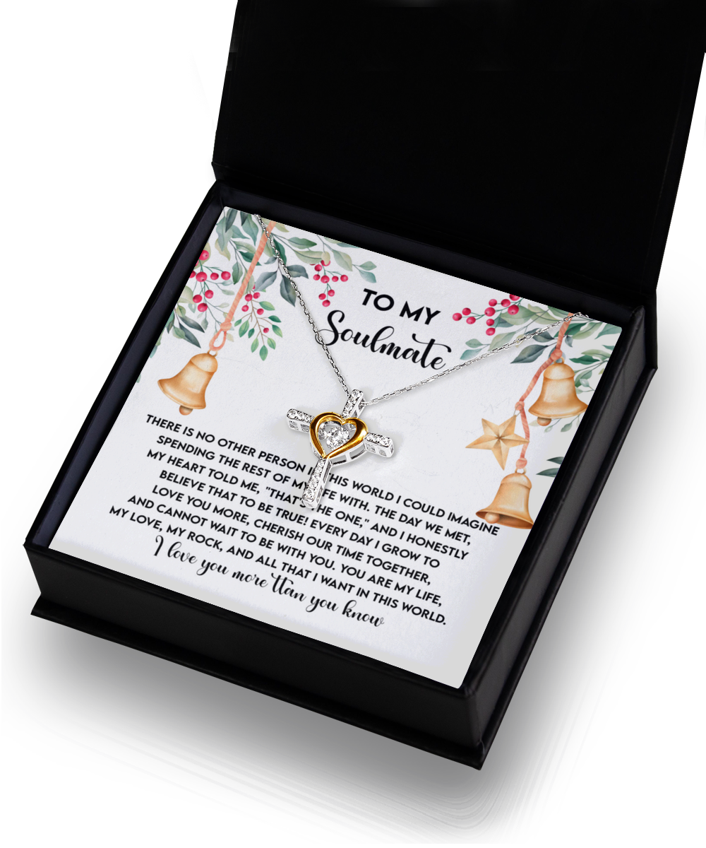 To My Soulmate You Are My Life, My Rock, My Love Dancing Cross Pendant Necklace - Mallard Moon Gift Shop