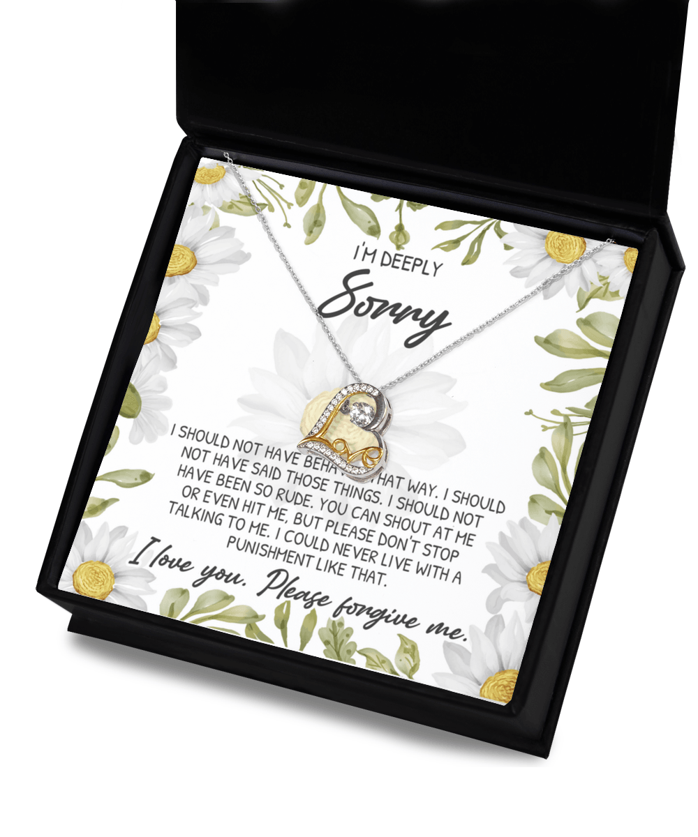 Apology Gift for Girlfriend, Wife, Soulmate - Sorry, Please Don't Stop Talking to Me - Love Dancing Heart Pendant Necklace - Mallard Moon Gift Shop
