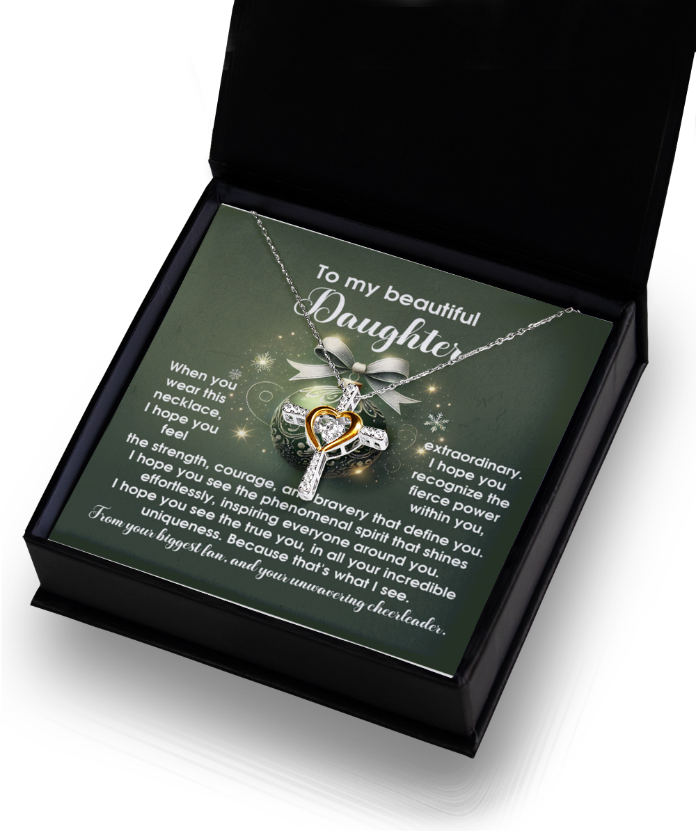 Daughter Heartfelt Gift- Incredible Uniqueness -Dancing Cross Pendant Necklace - Mallard Moon Gift Shop