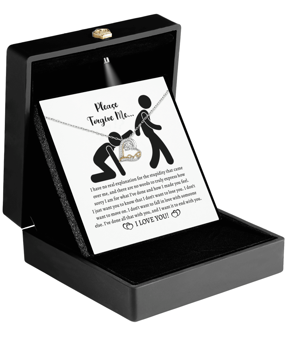 Apology Gift for Girlfriend, Wife, Soulmate - Sorry, Made You Feel - Love Dancing Heart Pendant Necklace - Mallard Moon Gift Shop