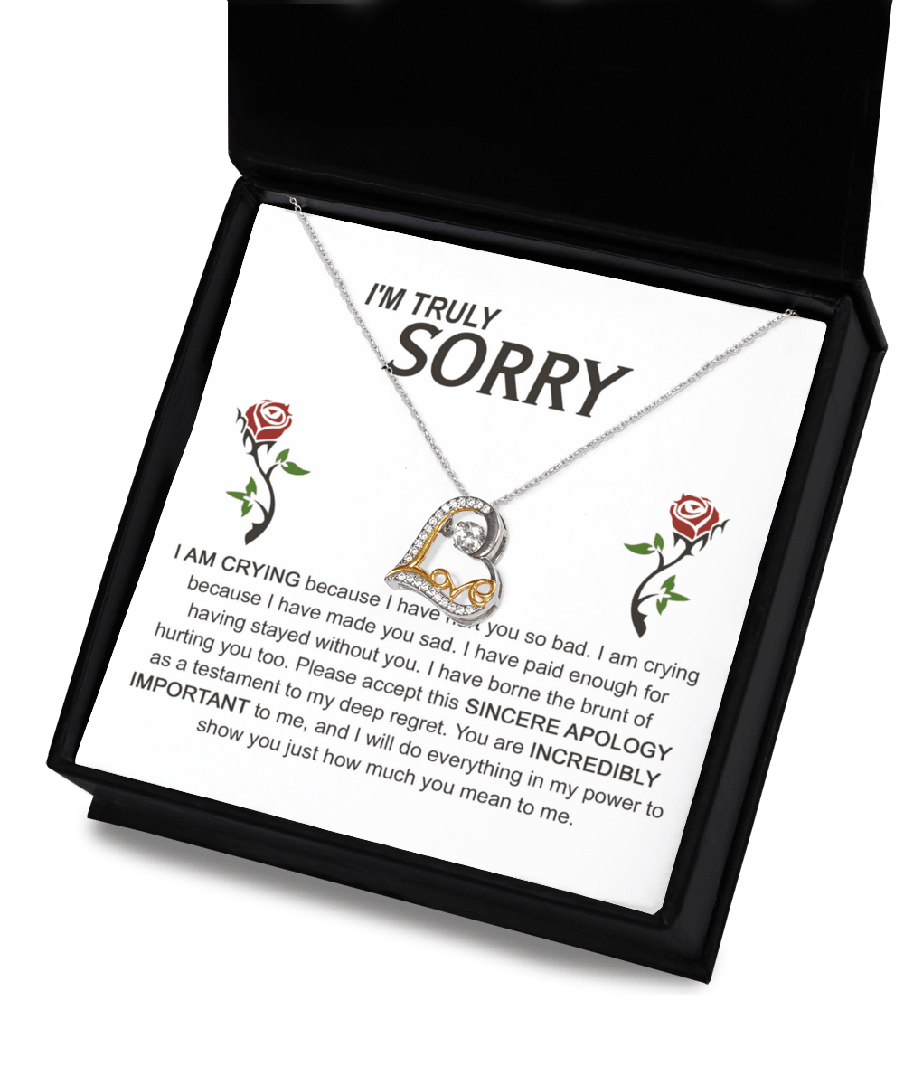 Apology Gift for Girlfriend, Wife, Soulmate - Sorry, Made You Sad - Love Dancing Heart Pendant Necklace - Mallard Moon Gift Shop