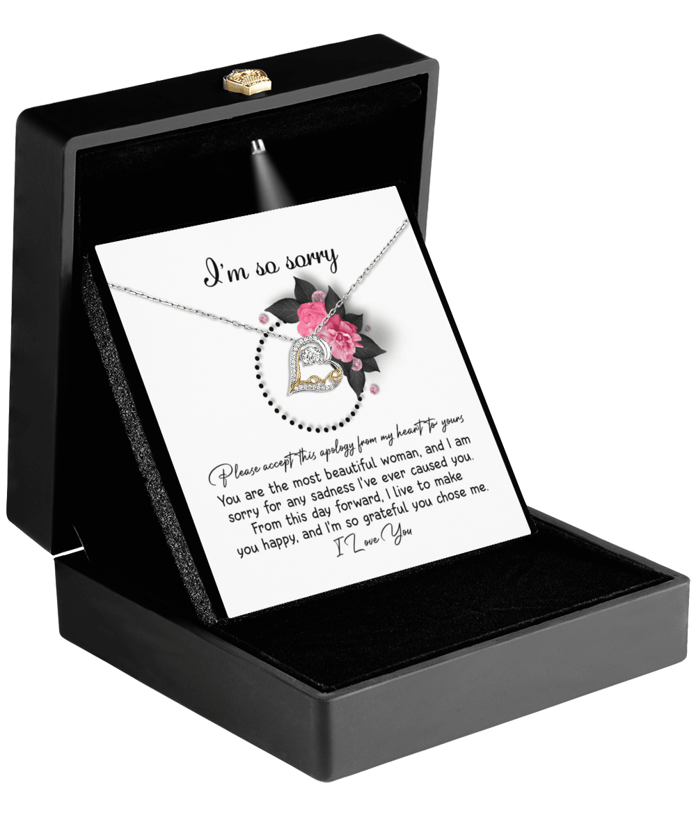 Apology Gift for Girlfriend, Wife, Soulmate - Sorry, Make You Happy - Love Dancing Heart Pendant Necklace - Mallard Moon Gift Shop
