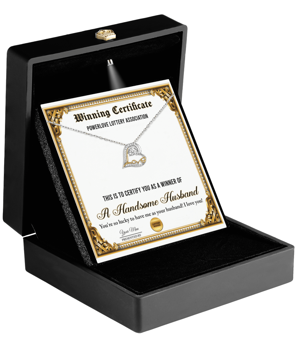 Wife Wedding Day, Anniversary, Birthday Gift - Winning Certificate - Love Dancing Heart Pendant Necklace - Mallard Moon Gift Shop