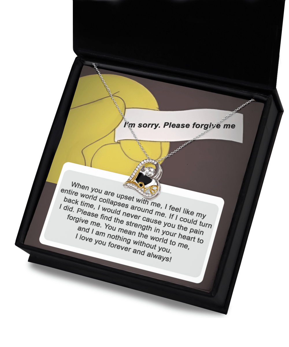Apology Gift for Girlfriend, Wife, Soulmate - Sorry, Nothing Without You - Love Heart Pendant Necklace - Mallard Moon Gift Shop