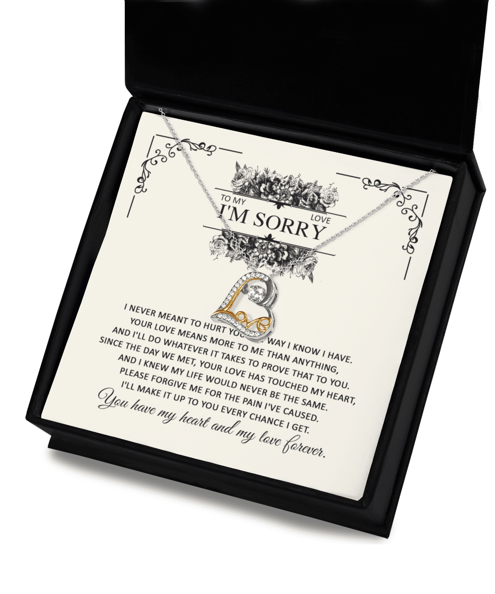 Apology Gift for Her - To My Love, I'm Sorry - Love Dancing Heart Pendant Necklace - Mallard Moon Gift Shop