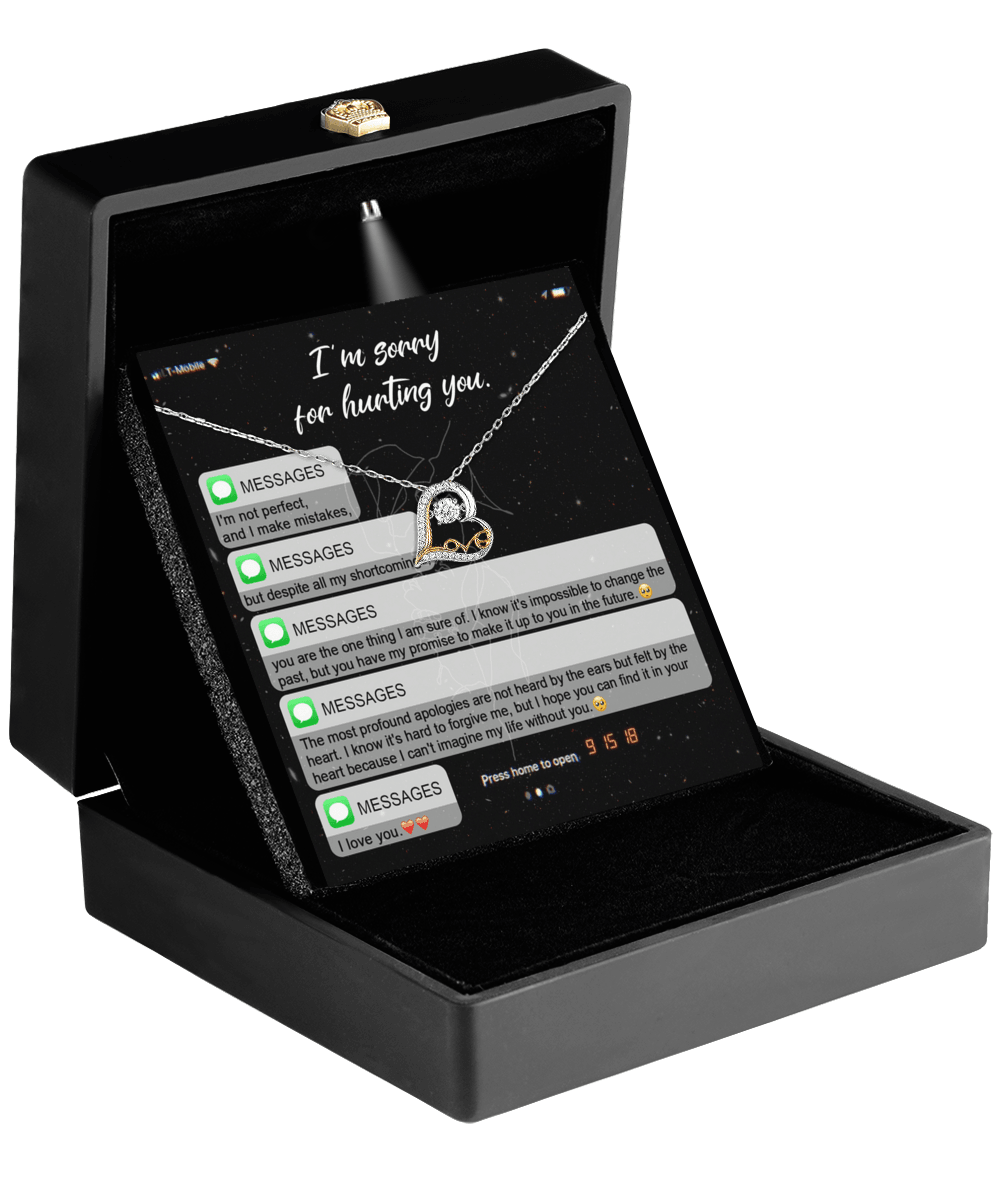 Apology Gift for Girlfriend, Wife, Soulmate - Sorry, Life Without You - Love Heart Pendant Necklace - Mallard Moon Gift Shop