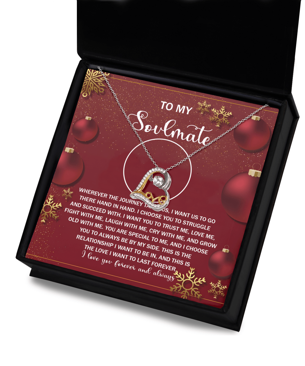 To My Soulmate Our Love will Last Forever Christmas Anniversary Heart Pendant Necklace for Wife Girlfriend Jewelry - Mallard Moon Gift Shop