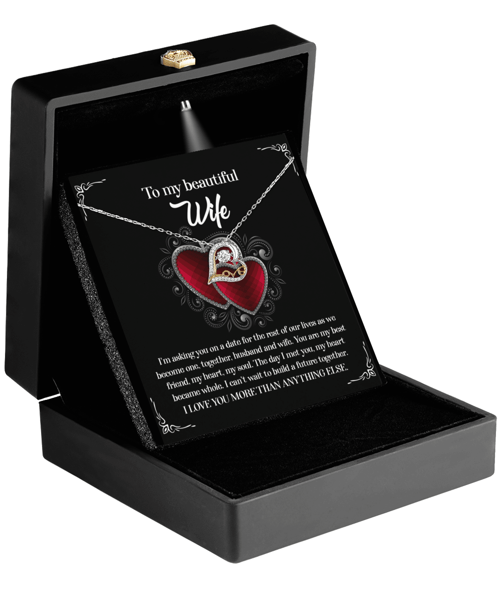 Wife Wedding Day We Become One Together Love Dancing Heart Pendant Necklace Gift for Bride from Groom - Mallard Moon Gift Shop
