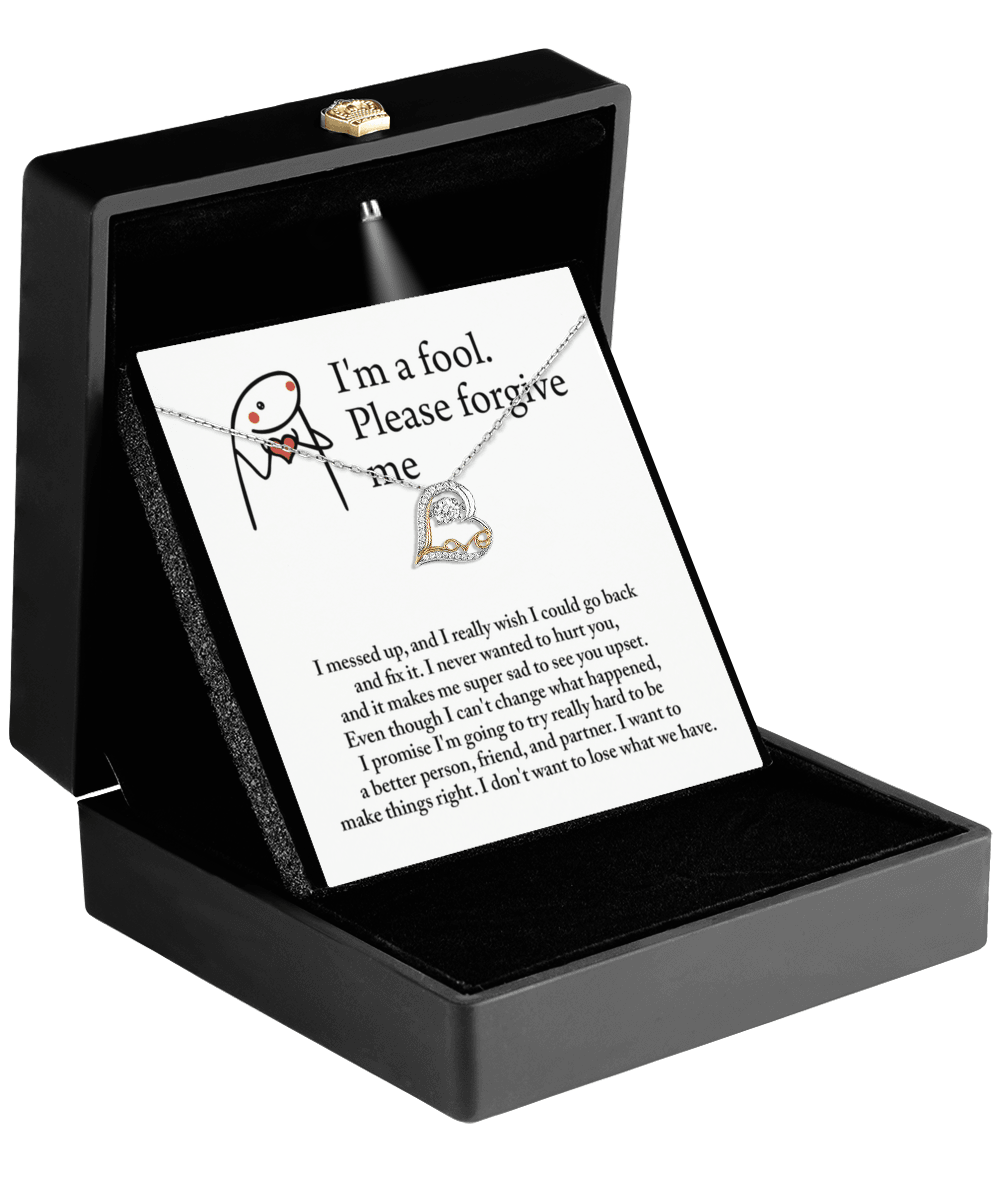 Apology Gift for Girlfriend, Wife, Soulmate - Sorry, Make Things Right - Love Heart Pendant Necklace - Mallard Moon Gift Shop