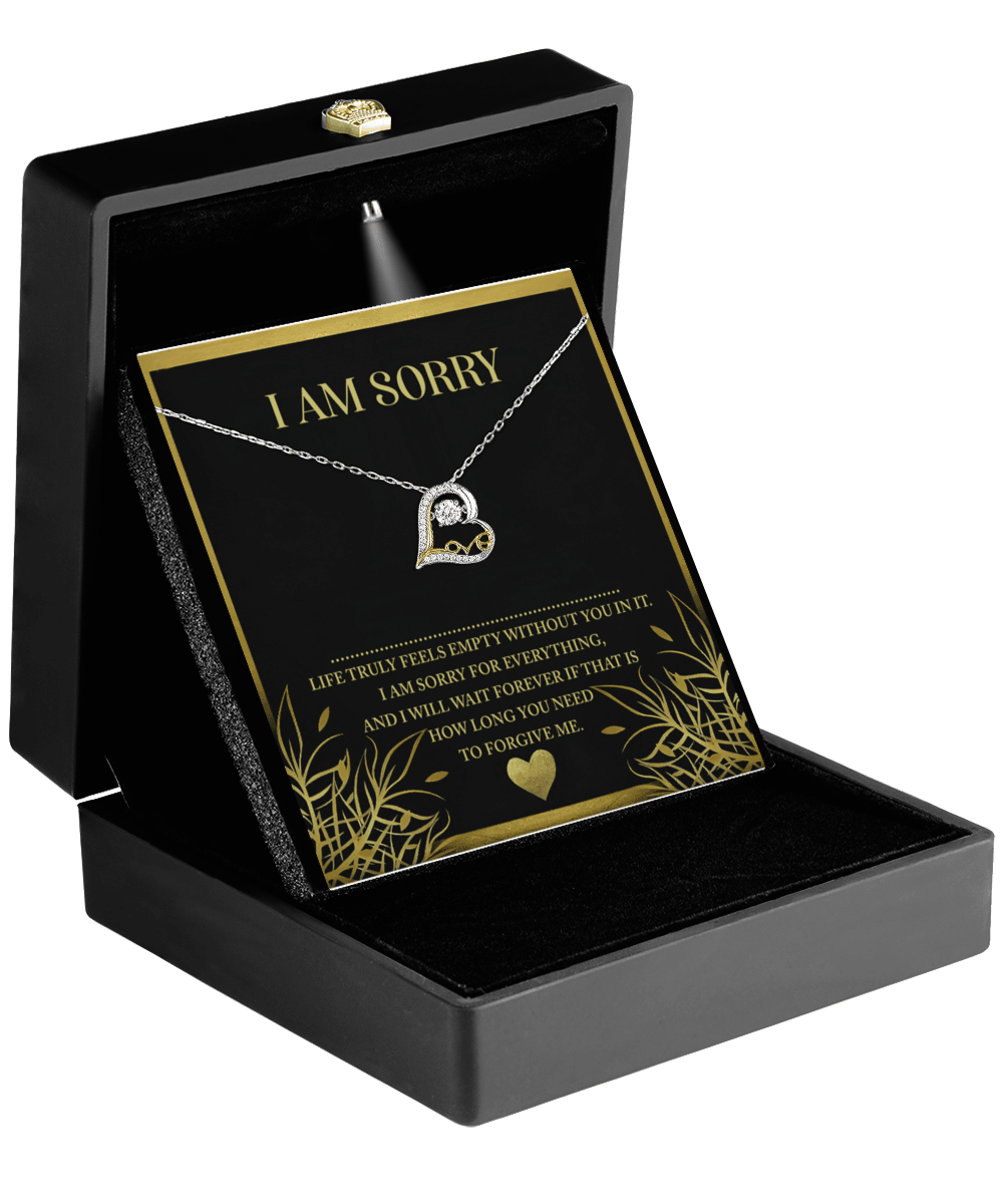 Apology Gift for Girlfriend, Wife, Soulmate - Sorry, Without You - Love Dancing Heart Pendant Necklace - Mallard Moon Gift Shop