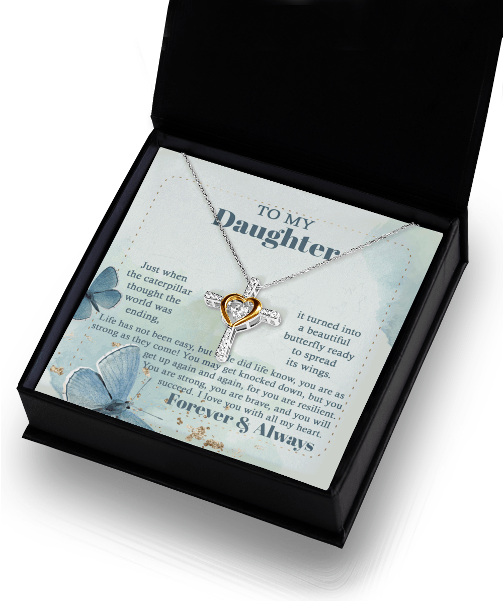Daughter Gift for Birthday, Christmas, Graduation - Beautiful Butterfly- Cross Pendant Necklace - Mallard Moon Gift Shop