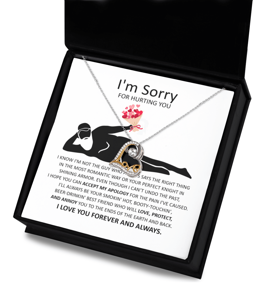 Apology Gift for Girlfriend, Wife, Soulmate - Sorry, The Most Romantic - Love Dancing Heart Pendant Necklace - Mallard Moon Gift Shop