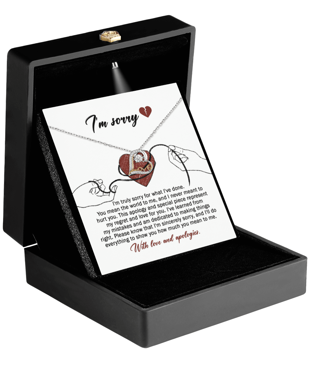 Apology Gift for Girlfriend, Wife, Soulmate - Sorry, Mean The World - Love Dancing Heart Pendant Necklace - Mallard Moon Gift Shop
