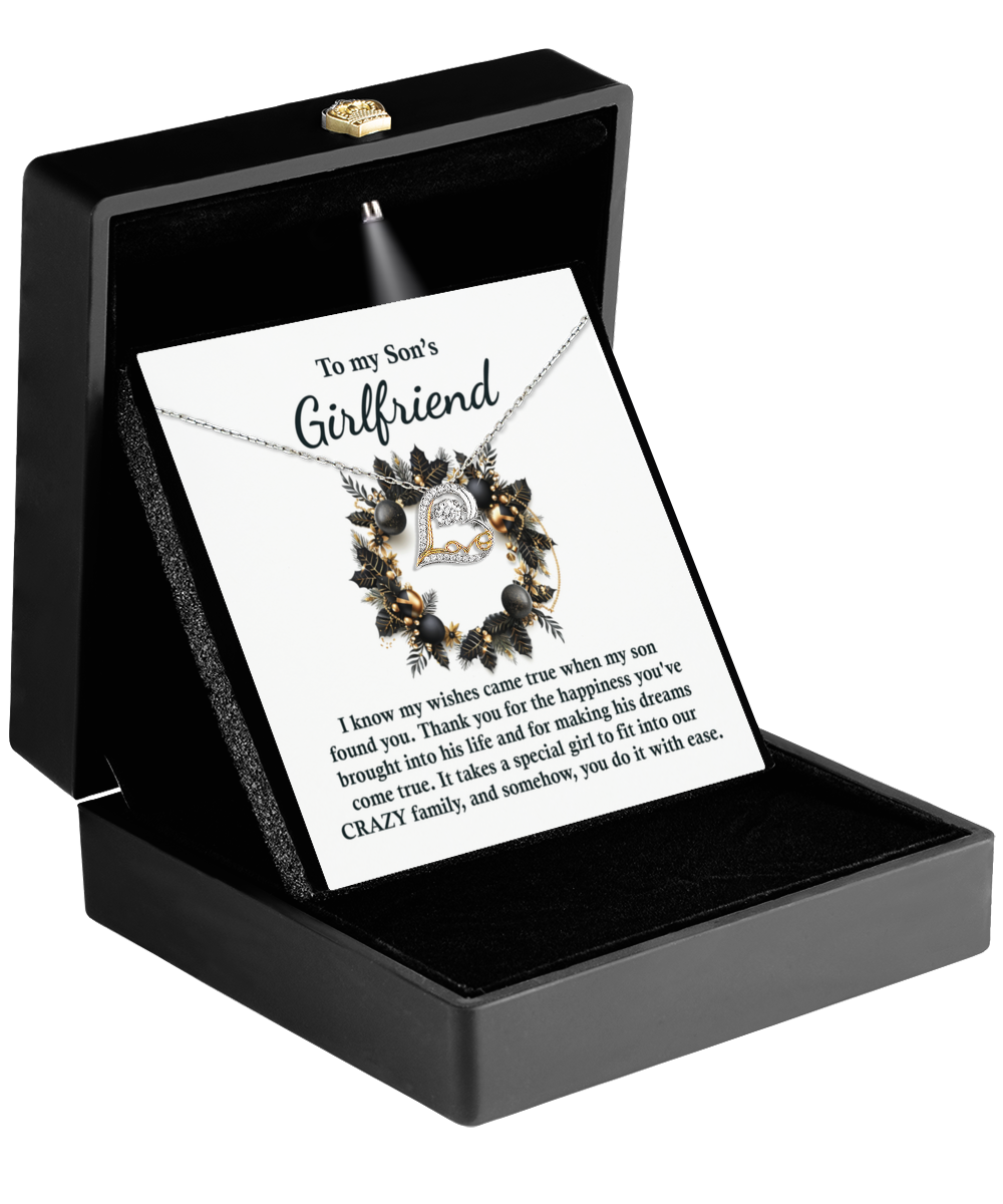 Gift for Son's Girlfriend - My Wishes Came True When He Found You - Love Dancing Heart Pendant Necklace - Mallard Moon Gift Shop