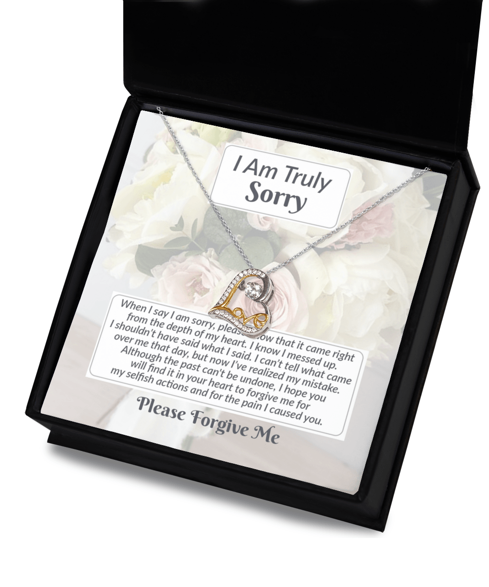 Apology Gift for Girlfriend, Wife, Soulmate - Sorry, What I Said - Love Dancing Heart Pendant Necklace - Mallard Moon Gift Shop