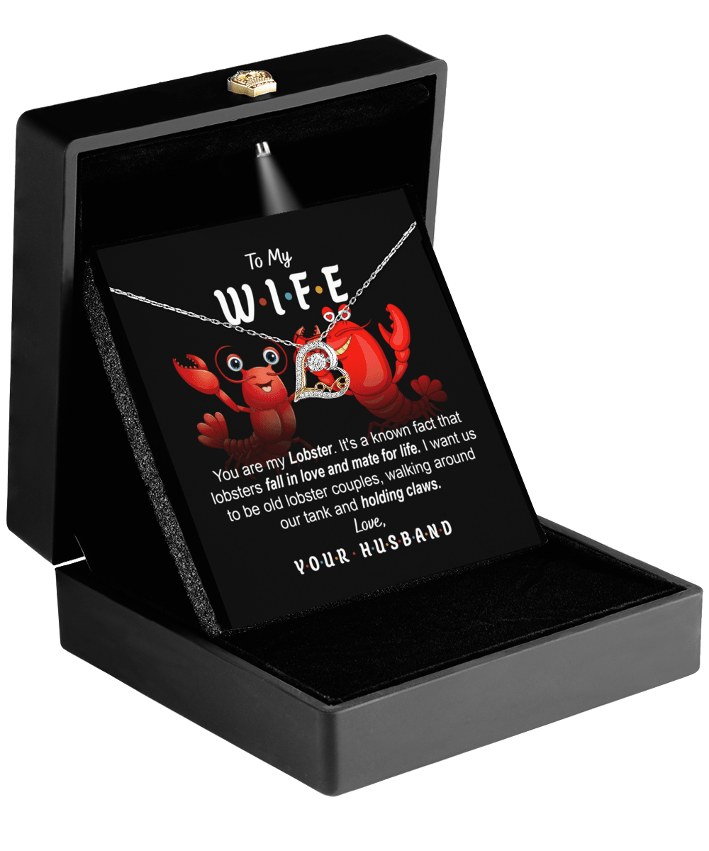 To My Wife - Old Lobster Couples Mate for Life Love Dancing Heart Pendant Necklace - Mallard Moon Gift Shop