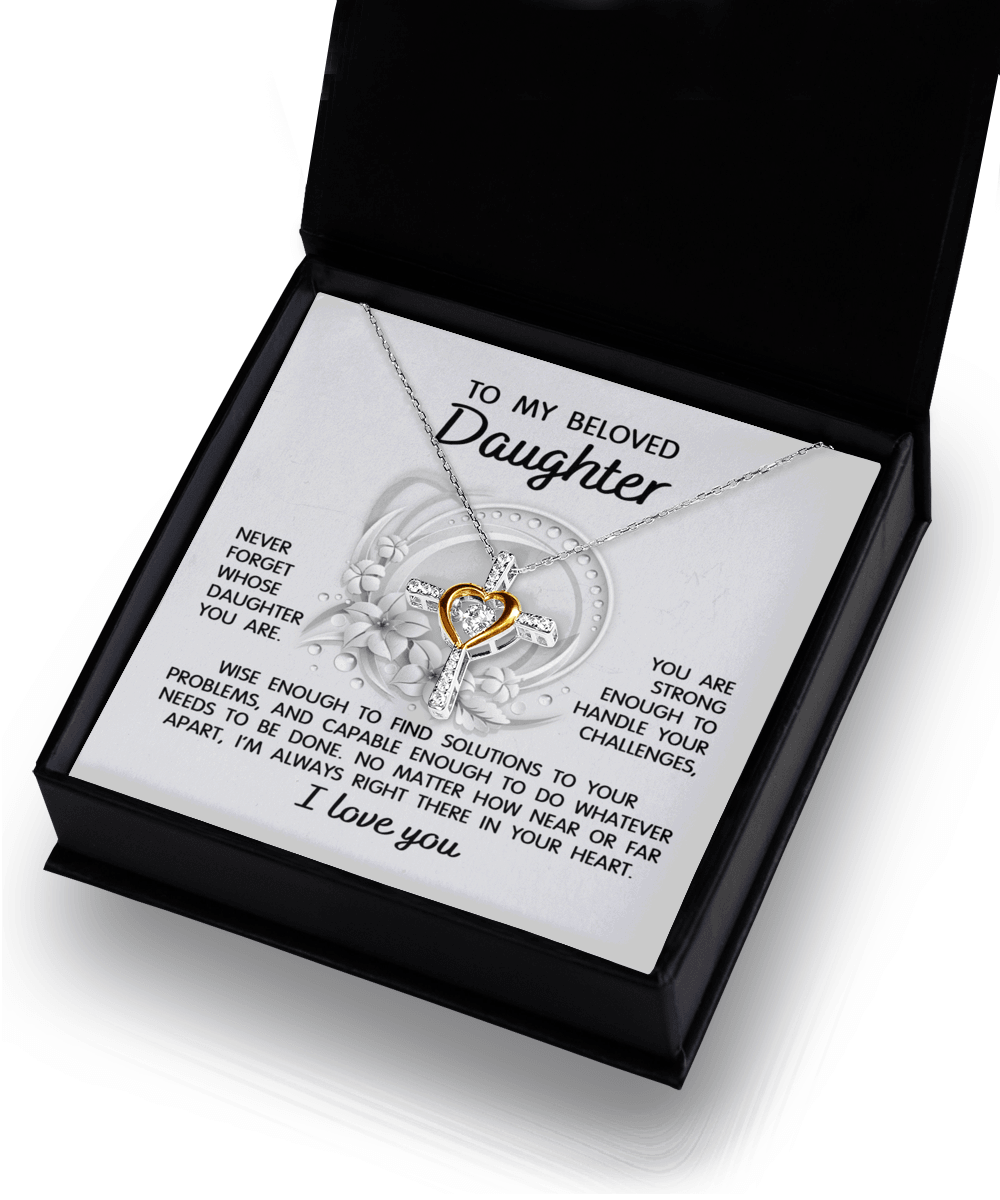 Daughter - I'm Always in Your Heart -Cross Pendant Necklace Wedding Birthday Graduation Gift - Mallard Moon Gift Shop