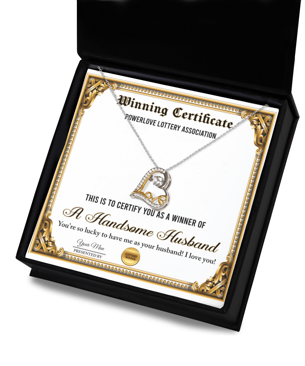 Wife Wedding Day, Anniversary, Birthday Gift - Winning Certificate - Love Dancing Heart Pendant Necklace - Mallard Moon Gift Shop