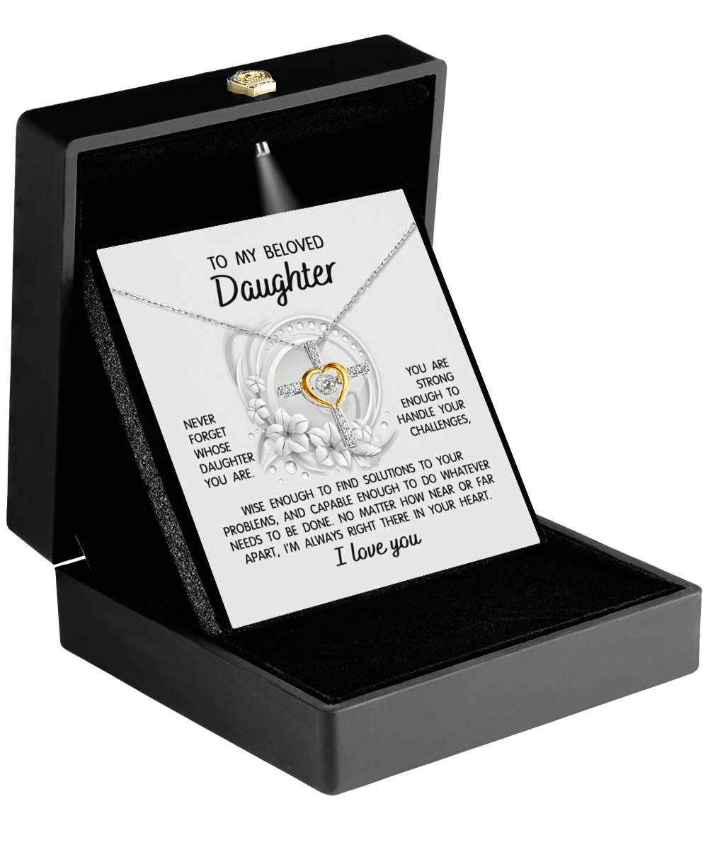 Daughter - I'm Always in Your Heart -Cross Pendant Necklace Wedding Birthday Graduation Gift - Mallard Moon Gift Shop